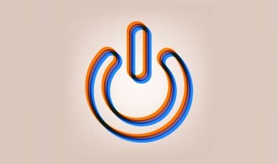 Solitary Power Shutdown Symbol in Orange and Blue Marker