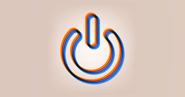 Solitary Power Shutdown Symbol in Orange and Blue Marker