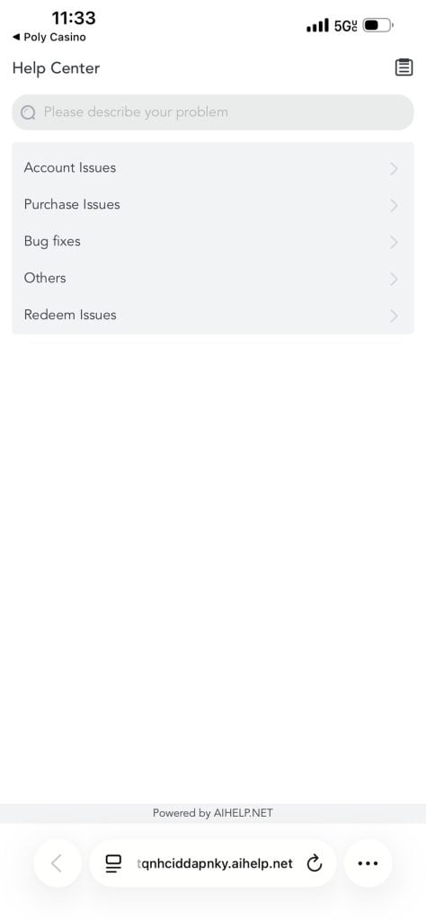 FAQ section showing the different categories that are available for extra help.