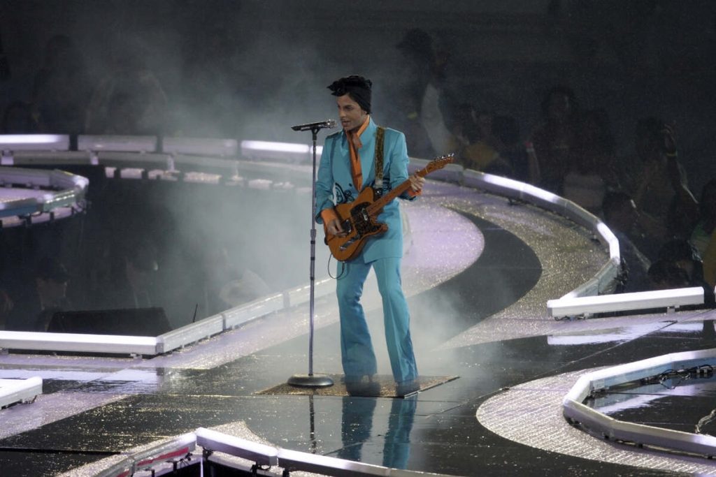 Prince performing for Superbowl Halftime in Miami in Feb 2007