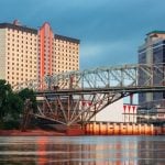 Shreveport, Louisiana, USA, Downtown Skyline on the Red River at Twilight