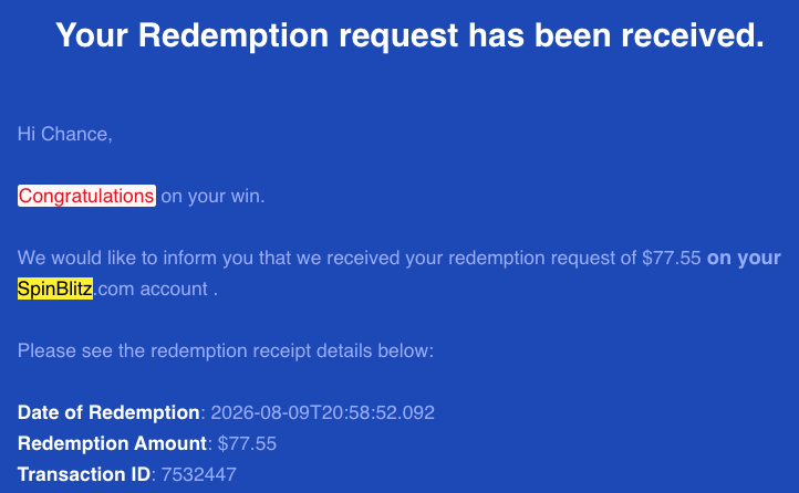SpinBlitz prize review test