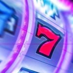 Red 7 in the Middle of a Spinning, Glowing Slot Reel
