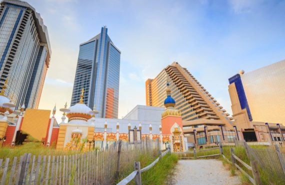 Atlantic City Casinos Sit at the Beachfront with Sandy Path