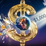 Globe with Illinois State Outline Sits In the Middle of Gold Dollar Symbol with Cloud Shinning White Light