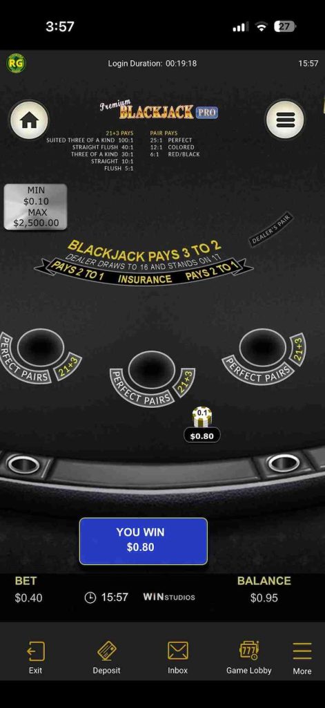 Wheel of Fortune Blackjack win