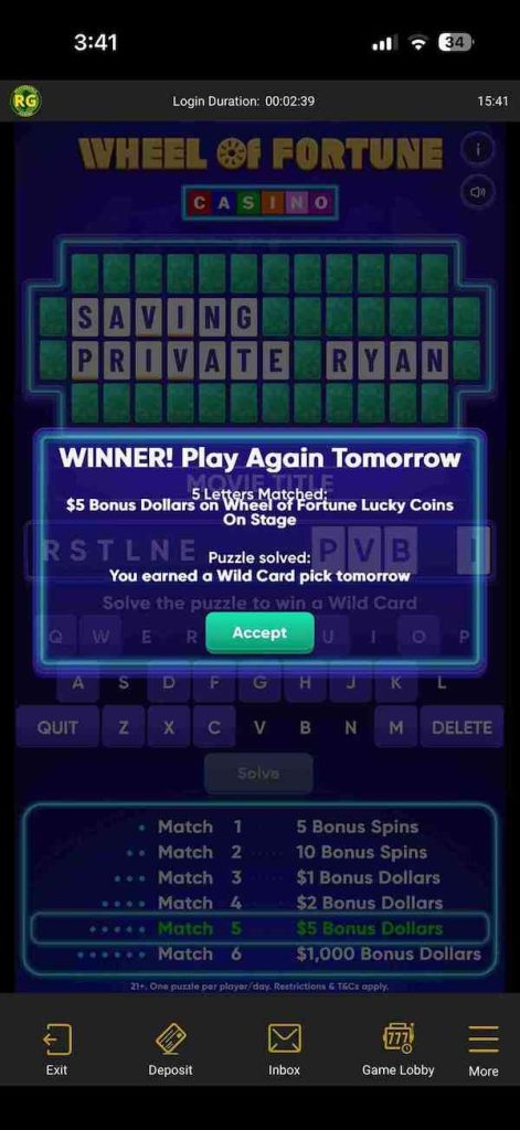 Wheel of Fortune winning reward