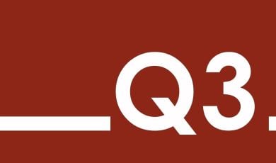 Solid Dark Red Background with White Q3 Representing Financial Report for Third Quarter
