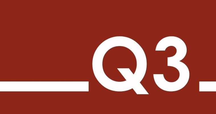 Solid Dark Red Background with White Q3 Representing Financial Report for Third Quarter