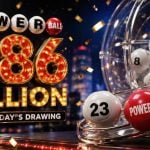 Powerball $786 Million Wednesday's Drawing Next To Numbered White Balls and One Red Lottery Ball