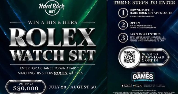 Hard Rock Bet Online Casino Florida Promo to Win a Rolex Watch Set August 2026