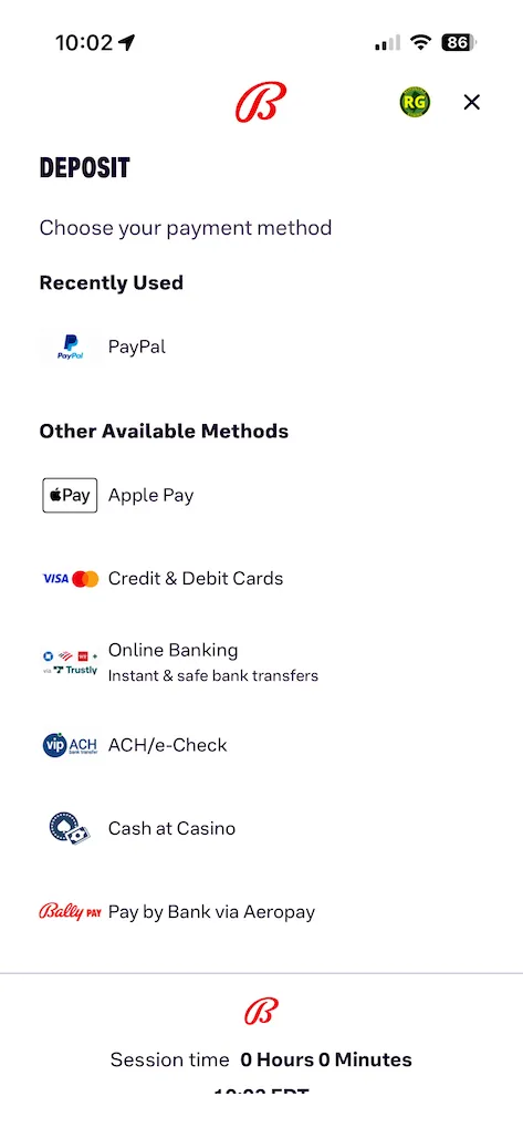 bally bet deposit methods