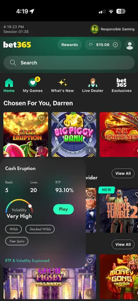 bet365 game info