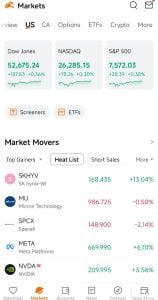 Moomoo mobile prediction market screenshot