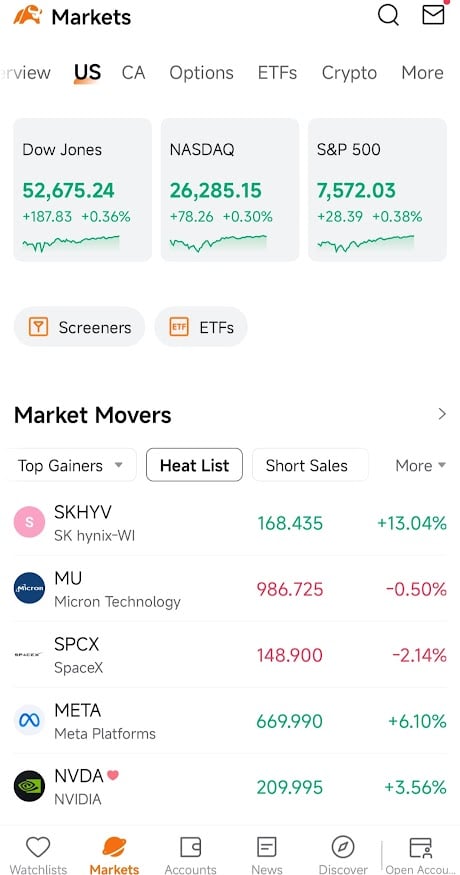 Moomoo mobile prediction market screenshot
