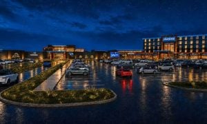 Upcoming Tribal Casino in South Souix, Nebraska Night Time Rendering of WarHorse Casino