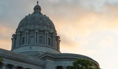 Clouds Seen Behind the Dome at the Missouri Capitol Building