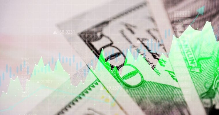 Electric Green Line Graph Overlay on $100 American Banknotes