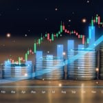 Digital Overlay of Rising Bar Graph Over Image of Stacked Silver Coins