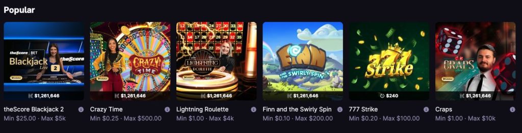 Hollywood Casino most popular games