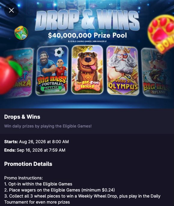 Hollywood Casino prize drops