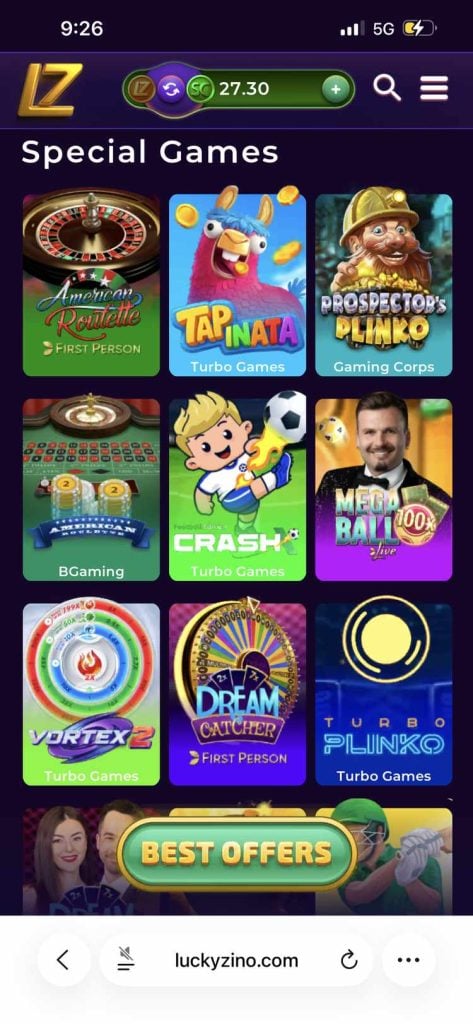 LuckyZino Special Games Section