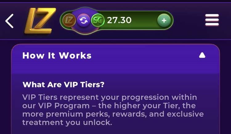 VIP tier structure, confirmed directly from LuckyZino's own tiers page icon