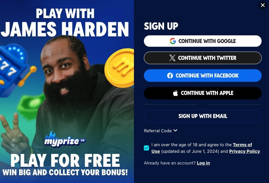 MyPrize Casino James Harden branding