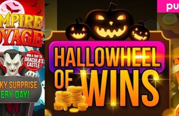 Hallo Wheel of Wins and Vampire Voyage Promo Images with Pulsz Logo October 2026 Promos