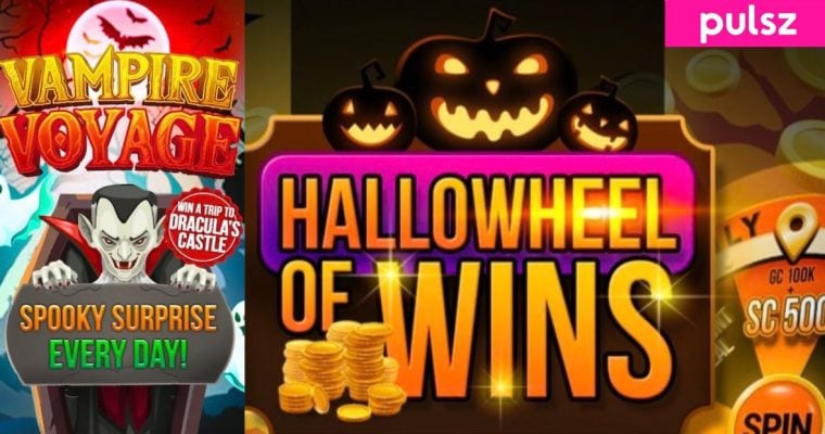Hallo Wheel of Wins and Vampire Voyage Promo Images with Pulsz Logo October 2026 Promos