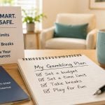 Notepad, Mug, Desk Sign and Cards with Arizona's New Responsible Gambling Messages on Desk