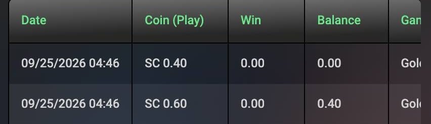 Sweeps Coin play on the welcome bonus. icon