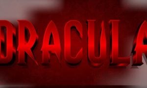 Red Gradient Text Reads Dracula on Dark Red Background