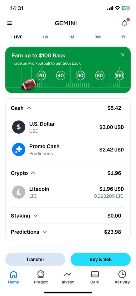 Gemini home balance buckets