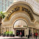 Street View of Front of The Golden Nugget Casino in Downtown Las Vegas, Daytime