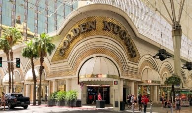 Street View of Front of The Golden Nugget Casino in Downtown Las Vegas, Daytime