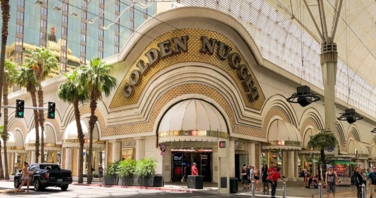 Street View of Front of The Golden Nugget Casino in Downtown Las Vegas, Daytime
