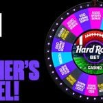 Text Reads Spin Our Winner's Wheel! Next to a Colorful Wheel on New Hard Rock Bet AC Promotion