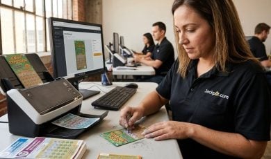 Jackpot.com Office Where Employees Scratch and Scan Purchased Lottery Scratchers