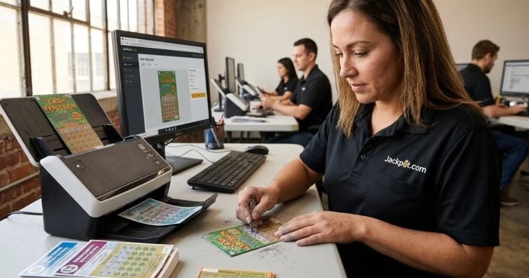 Jackpot.com Office Where Employees Scratch and Scan Purchased Lottery Scratchers