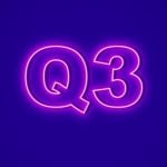 Q3 in Neon Pink Glowing Font on Blue Background