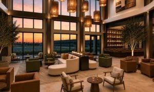 Rendering of the Lobby at The Dotte, Tribune Portfolio by Shane Hotels at Kansas City Speedway