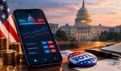 Smartphone Displays Election Betting On Prediction Market Platform