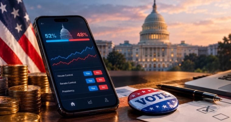 Smartphone Displays Election Betting On Prediction Market Platform