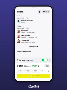 Underdog 10 dollar bonus entry applied