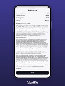 Underdog Predict order ticket with UDX fee disclosure