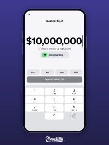 Underdog maximum deposit limit error message