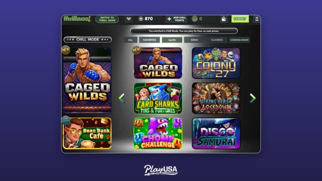 the lobby's category filters (All, Favorites, Slots, Keno) are simple, with no dedicated search bar.
