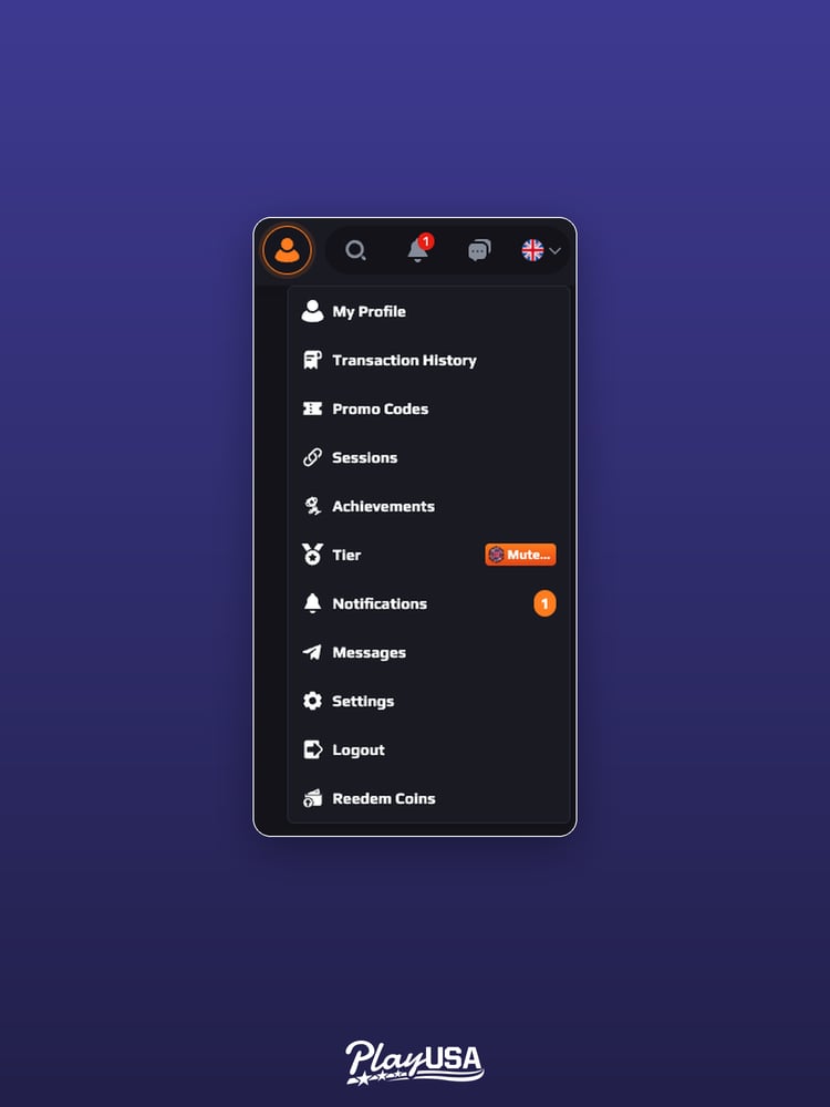 profile menu at Titan Treasure